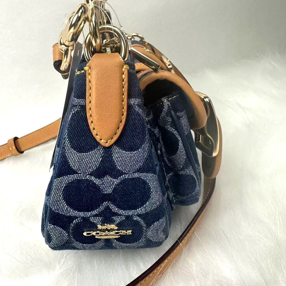 Coach Ashton Shoulder Crossbody Bag in Signature Denim Gold/Denim Natural CY700 - Picture 6 of 13